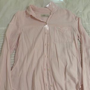 Abercrombie pink and white pinstriped oxford